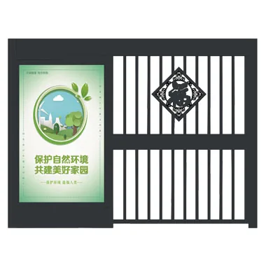 青迈智能自产福字广告平移门，门体画面用于社区人行门广告投放